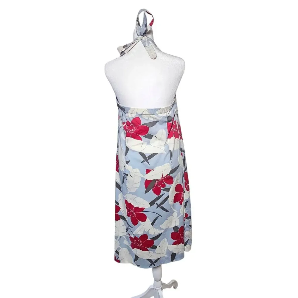 Tommy Bahama Stretch Colorful Hibiscus Floral Halter Midi Dress Size 10